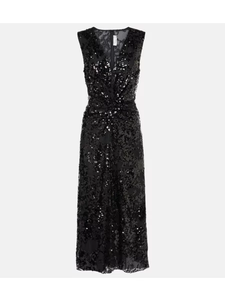 Rochie midi Victoria Beckham până la genunchi de costum negru