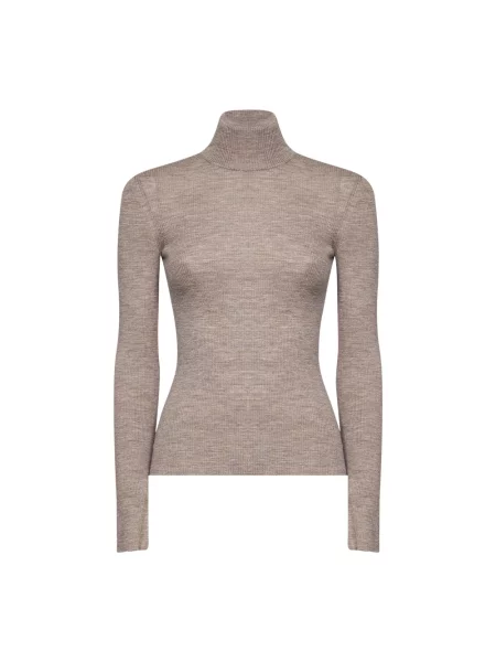 Sweter z golfem Max Mara wełniany do golfa beżowy