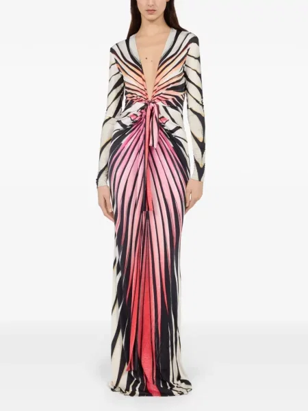 Rochie maxi Roberto Cavalli cu imagine negru