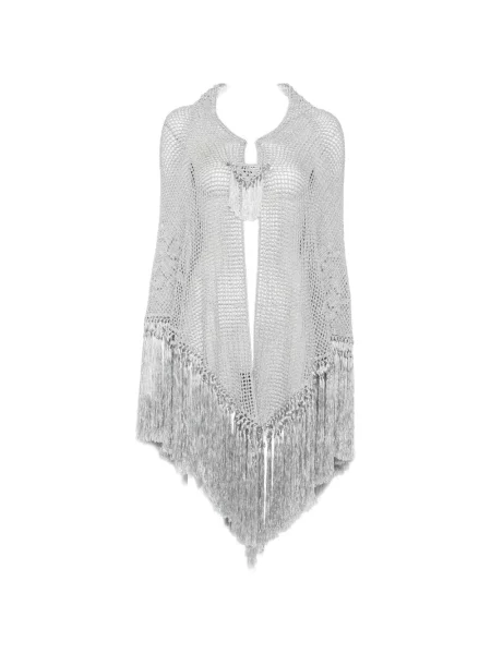 Poncho Chiara Is cu franjuri tricotate