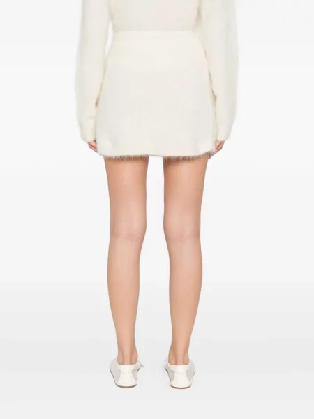 Fusta mini Soft Goat de lână alb
