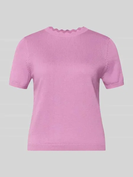 Koszulka z dzianiny z okrągłym dekoltem z falistym brzegiem Zero