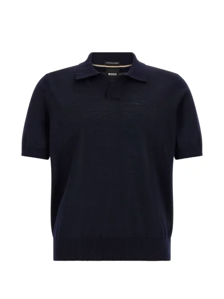 Gulerat tricou polo Boss de lână albastru