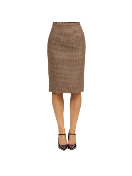 Spódnica midi N°21 wełniana do kolan brązowa