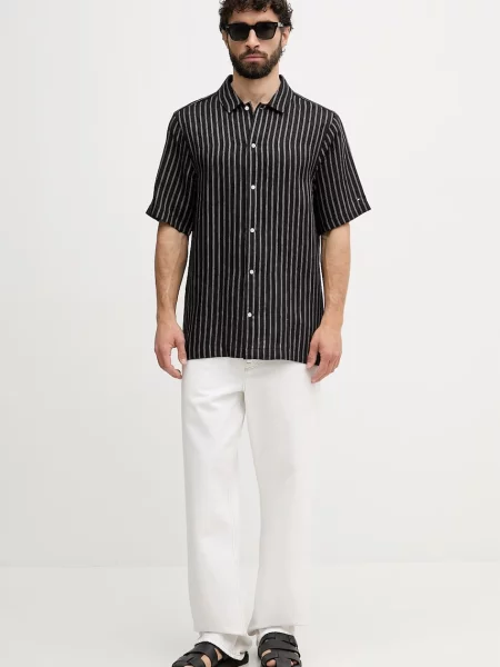 Tommy Hilfiger srajca z lanom črna