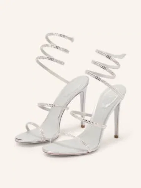 Rene Caovilla Sandály Cleo S Ozdobnými Kameny / stříbrná šedá