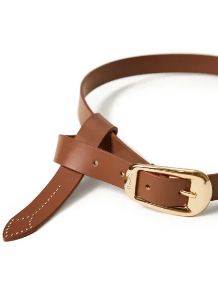 Curea Twinset din piele cu tepi maro