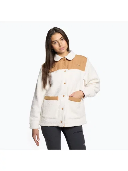 Női pulóver The North Face Cragmont Fleece Shacket gardenia white/almond butter Cragmont Fleece Shacket fehér