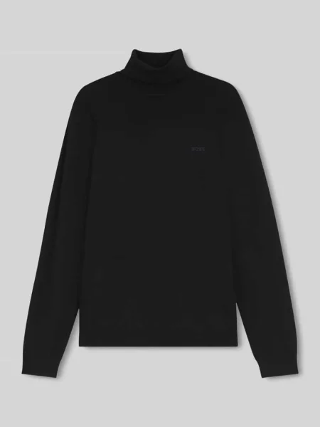 Sweter z golfem w kroju regular fit z mieszanki wełny Boss Green czarny