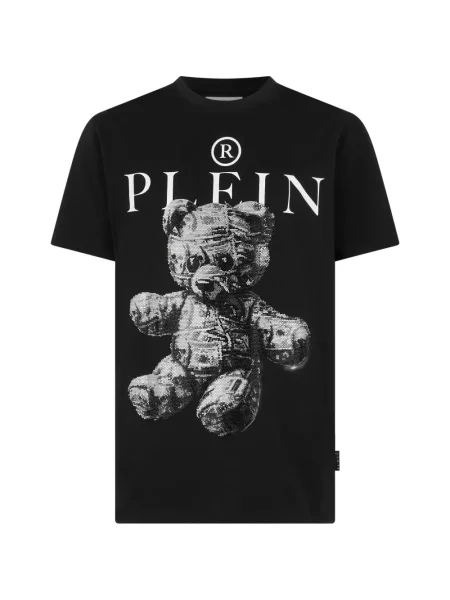 Ursuleț de pluș tricou Philipp Plein din jerseu cu strasuri negru