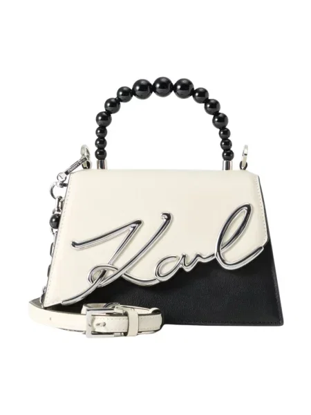 Karl Lagerfeld torebka crossbody skórzana K/SIGNATURE beżowa