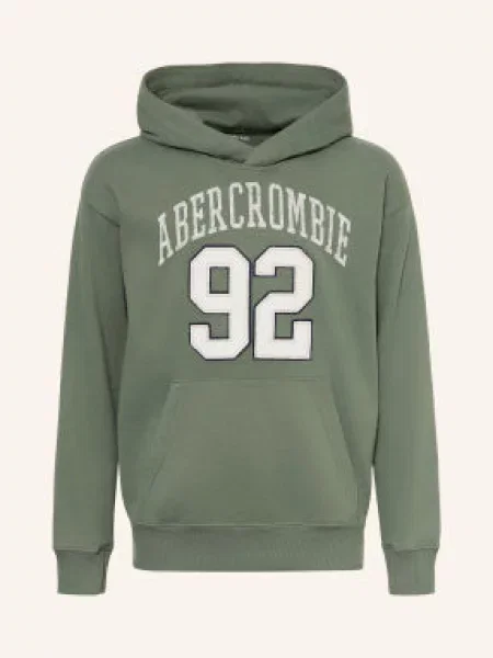 Abercrombie & Fitch Mikina S Kapucí zelená bílá