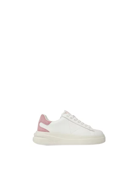 Sneakersy z obszyciem w kontrastowym kolorze model ‘ELBINA’ Guess białe