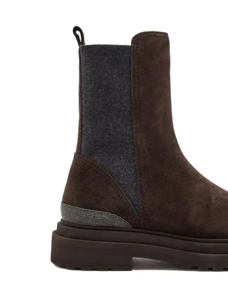 Botine Brunello Cucinelli din piele de căprioară maro