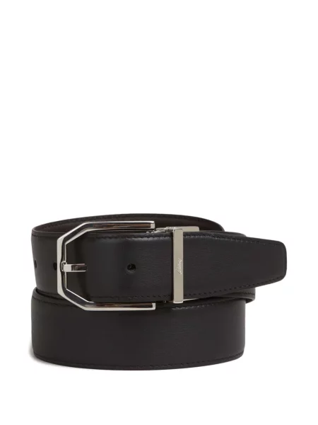 Cu centură reversibil curea Brioni din piele negru
