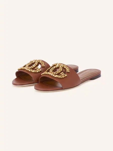 Dolce & Gabbana Pantofle S Ozdobnými Kamínky / zlatá hnědá