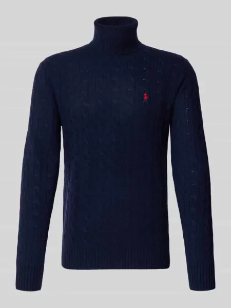 Polo Ralph Lauren sweter wełniany granatowy lekkie z golferm niebieski