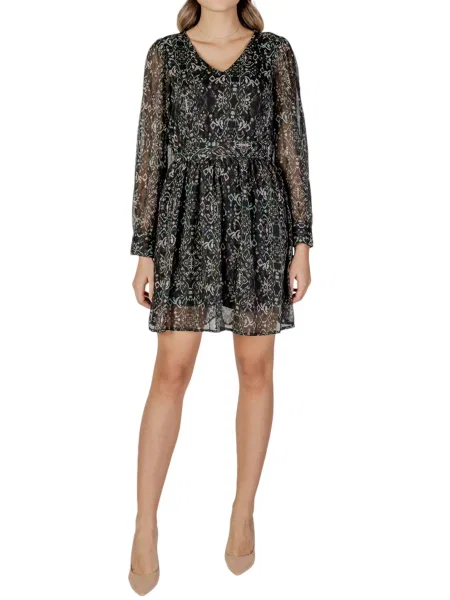 Костюм макси рокля Only с дълъг ръкав черно