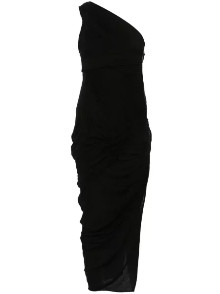 Sukienka midi Rick Owens drapowana do kolan garniturowa czarna