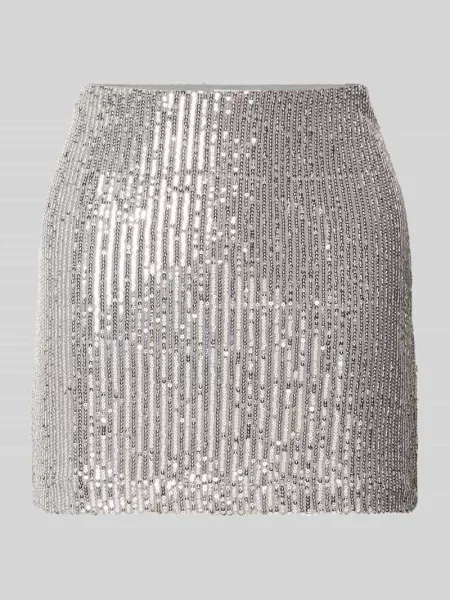 Spódnica mini z cekinami model ‘SCARLET’ Noisy May srebrna