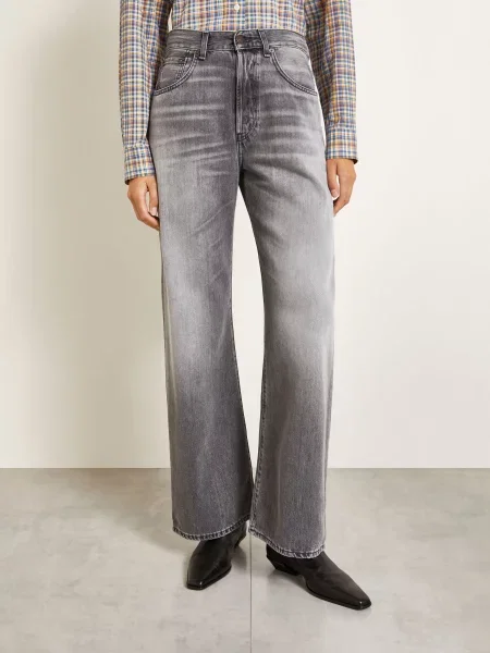 Acne Studios Rovné Džíny ash grey šedé