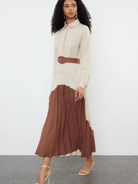 Obleka srajčna obleka Trendyol rjava