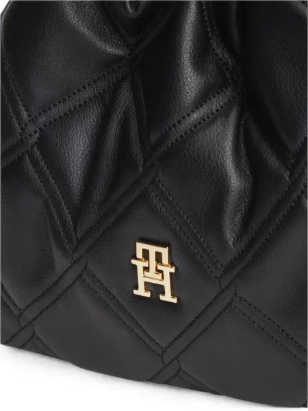 Ватиран боди Tommy Hilfiger с автограф черно