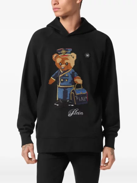 Hanorac cu glugă Philipp Plein teddy negru