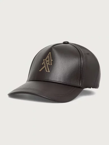 Armani Exchange șapcă pentru femei cu imitație de piele maro