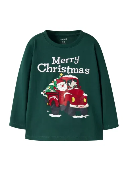 NAME IT Tricou NMMRISPUS verde iarbă / verde închis / roși aprins alb