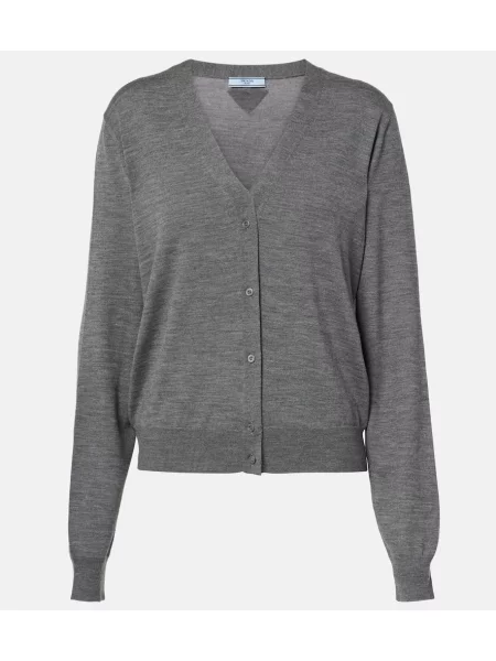Cardigan Prada de lână gri