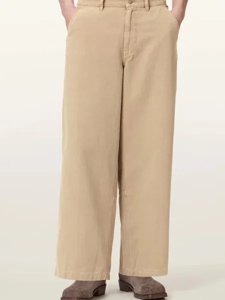 AllSaints spodnie wide leg JACKSON beżowe