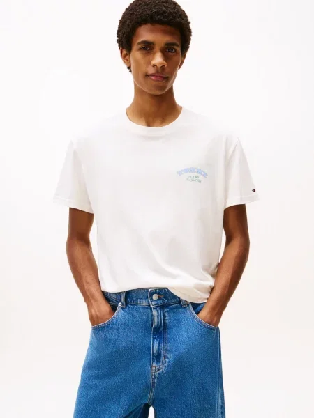 Tommy Jeans Koszulka Mężczyźni biały|wielokolorowy nadruk S biała