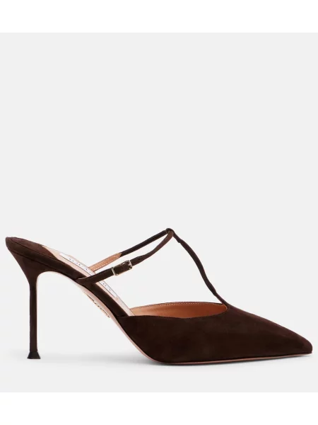 Mules Aquazzura iz semiša rjava