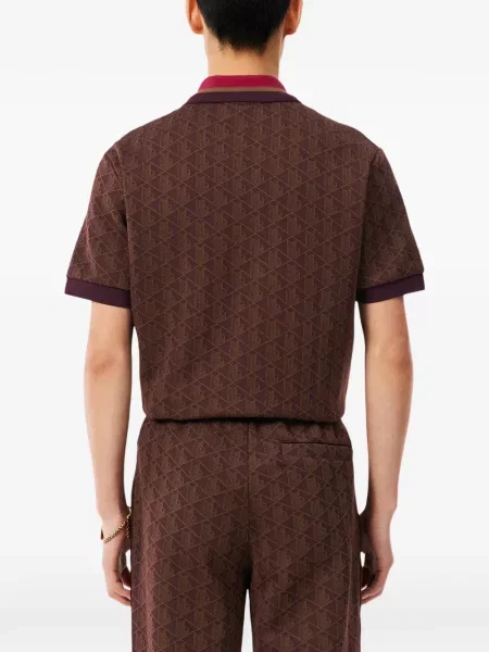 Tricou polo Lacoste din jacard maro