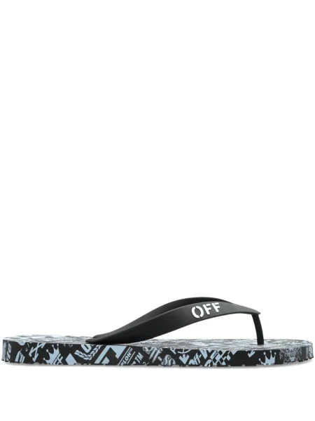Șlapi Off-white cu imagine alb