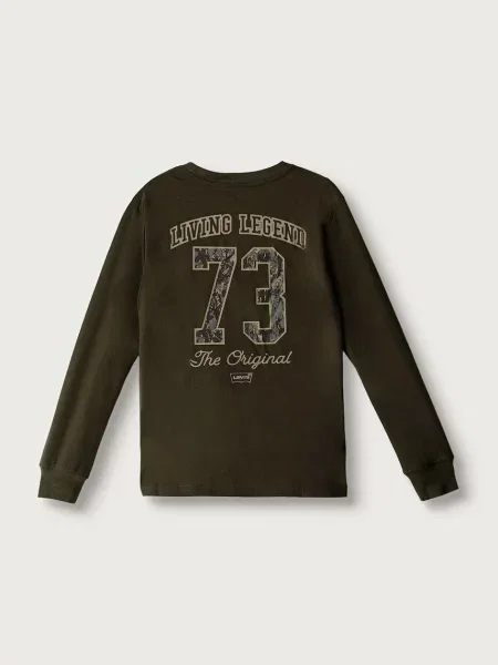 Levi's majica dugih rukava za djecu s pamukom IN THE WOODS TEE zelena