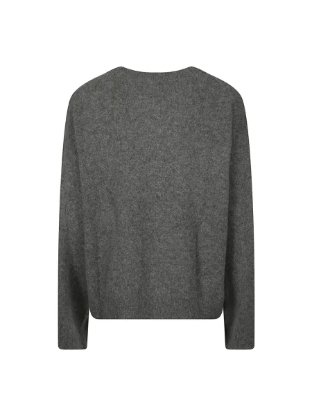 Sweter Loulou De Saison wełniany z okrągłym dekoltem szary
