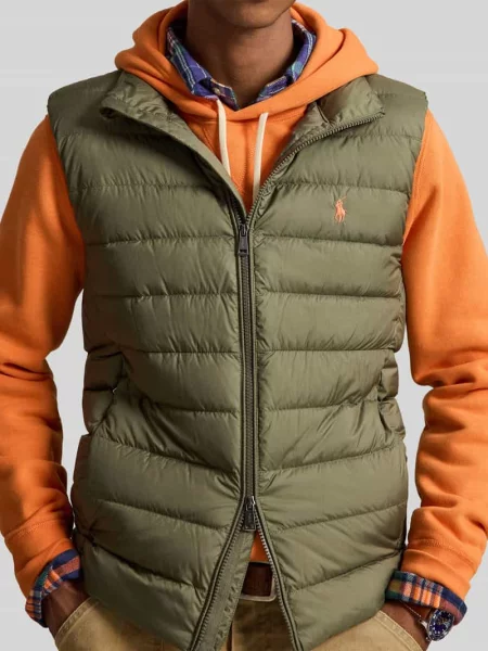 Kamizelka w kroju regular fit z wyszywanym logo Polo Ralph Lauren oliwkowa