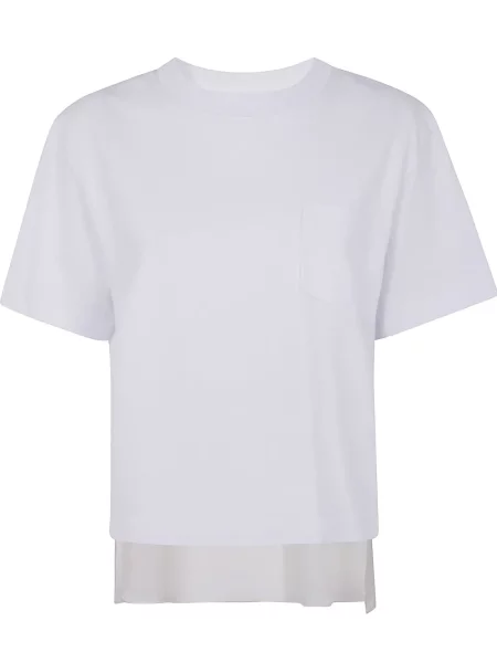 Tricou Sacai din jerseu alb