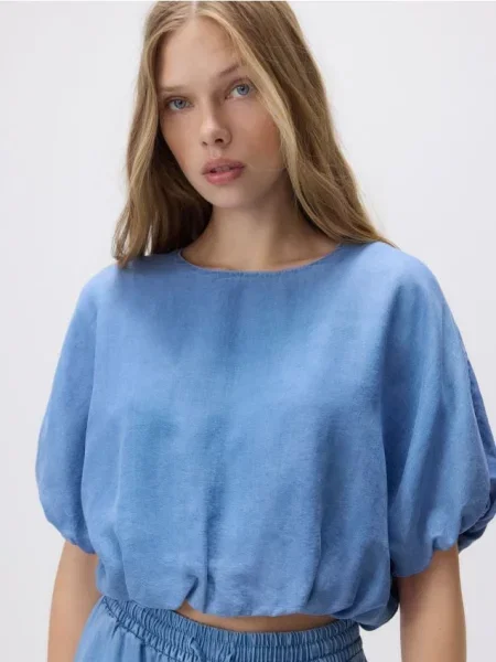 Reserved Джинсова блузка з ліоцелу синій