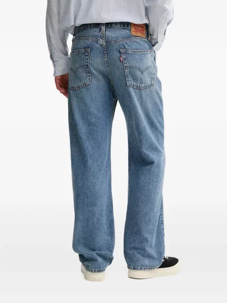 Kožený pletený pásek Levi's s přezkou modrý
