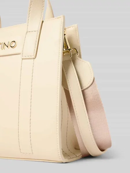 Lniana torebka Valentino Bags beżowa