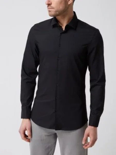 Koszula biznesowa o kroju super slim fit ze streczem Jake*s czarna