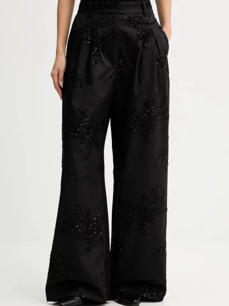 MUNTHE pantaloni STORMY lat high waist negru