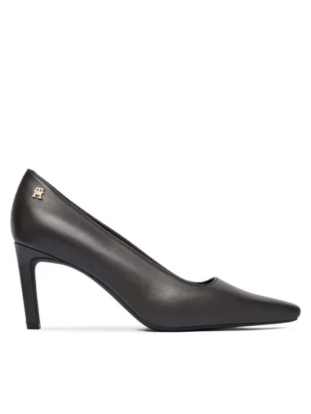 Tommy Hilfiger Czółenka Th Logo Lth Pump Slanted Hl czarny