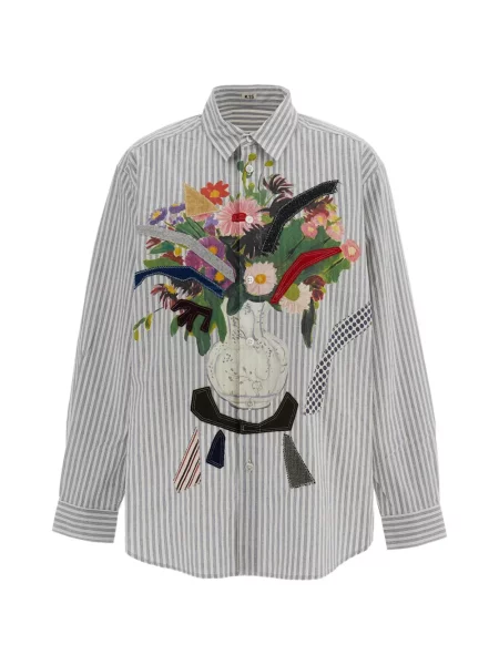 Cămașă Khoki cu model floral cu imagine alb