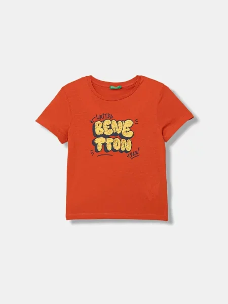 United Colors of Benetton tričko s bavlnou oranžové