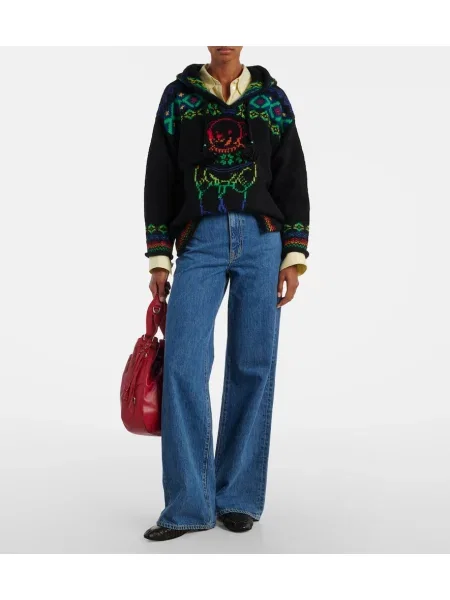 Pulover Polo Ralph Lauren de lână cu glugă negru