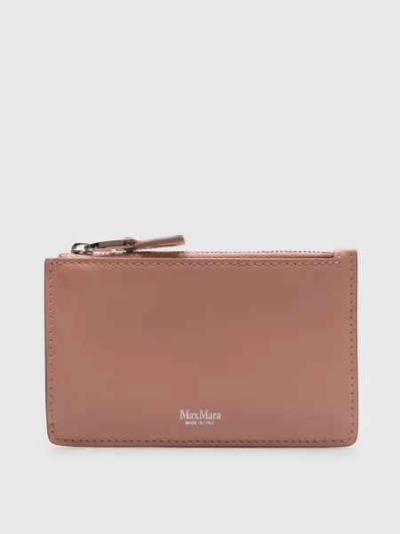 Шкіряний картхолдер з логотипом Max Mara рожевий